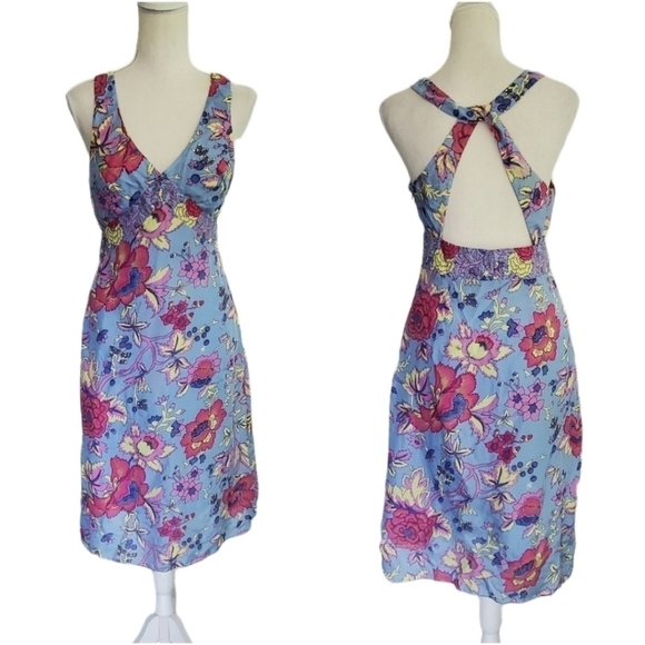 Vintage Tibi Blue Floral Silk Slip Dress - Picture 1 of 12
